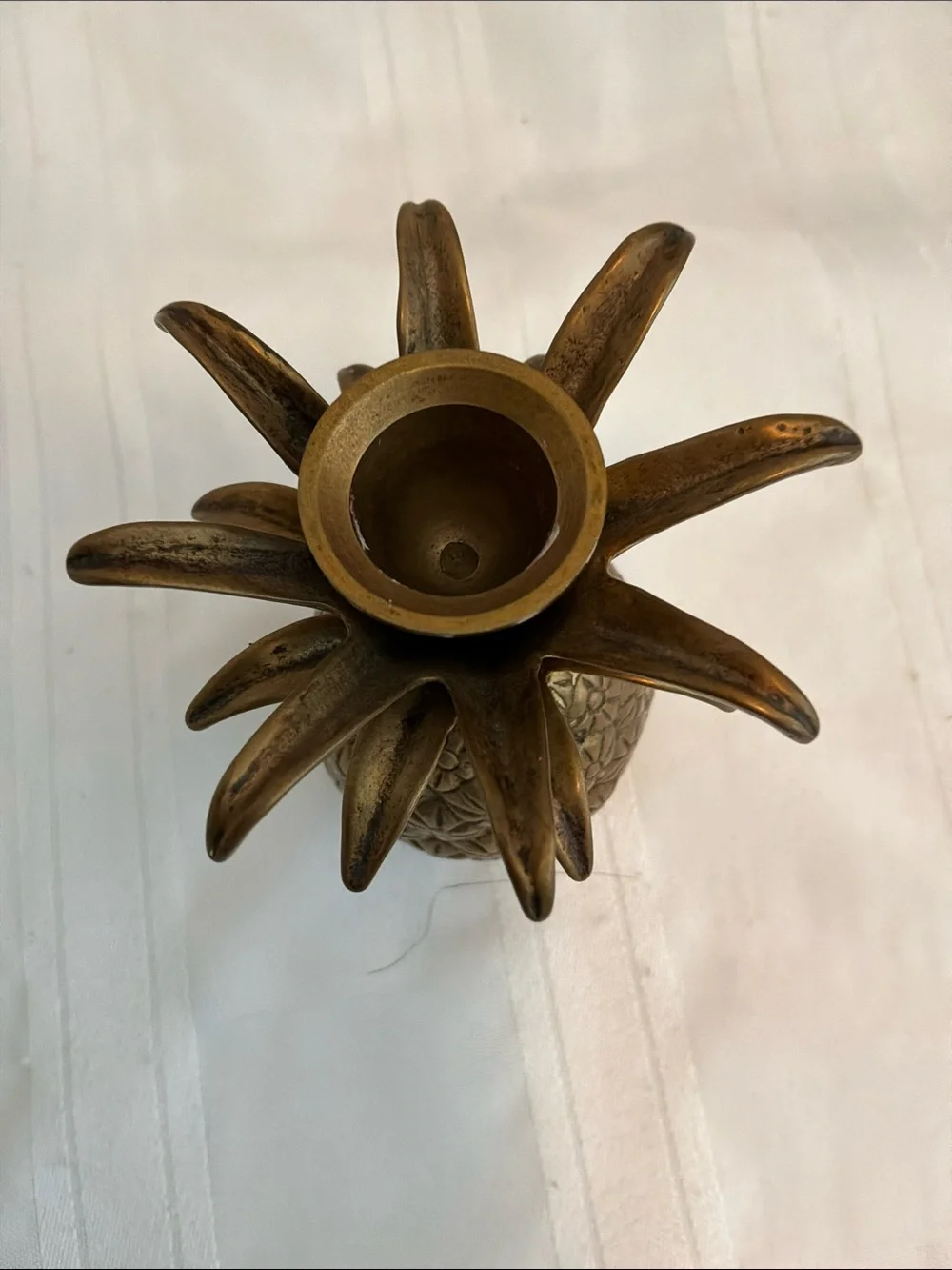 Vintage solid brass pineapple regency Hollywood candle holder